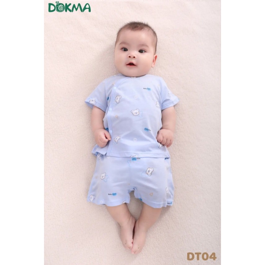 DOKMA Kids ชุดเสื้อแขนสั้นกระดุมป้าย 1-3 M cotton