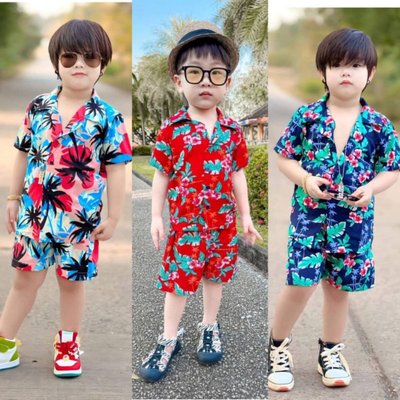 ชุดฮาวายเด็ก ชุดเซตต้อนรับซัมเมอร์ หล่อใส่สบายมากครับ