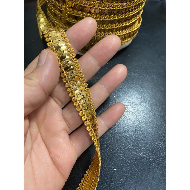 ยกม้วน 18 เมตร เทปทองตกแต่ง เทปทองระบาย ริบบิ้นทอง