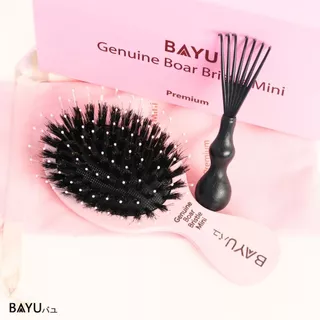 หวีขนหมูป่าแท้!!!! New!!!! BAYU Geniun Boar Bristle Mini Pink น่ารักมาก ขนาดพกพา หวีมินิมอล