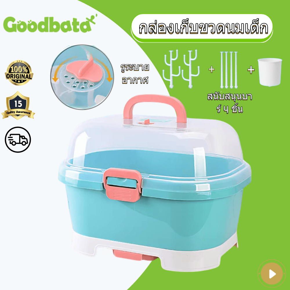 กล่องเก็บขวดนมเด็ก พร้อมหูหิ้วพกพาง่าย กล่องเก็บของ ที่เก็บขวดนม ที่เก็บของ กล่อง ที่คว่ำขวดนม