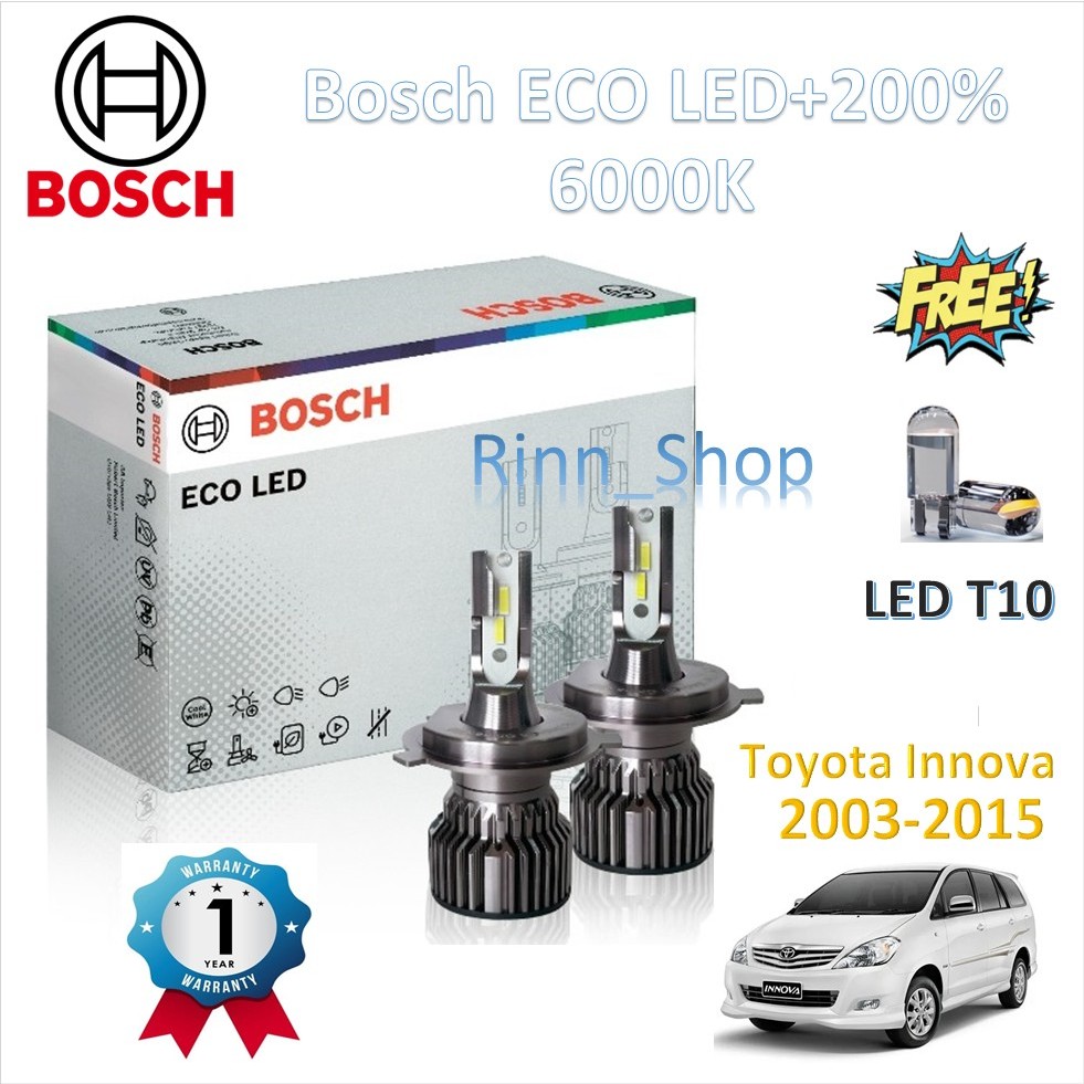 Bosch หลอดไฟหน้า รถยนต์ ECO LED+200% 6500K Toyota Innova 2003 - 2015 รับประกัน 1 ปี แถม LED T10