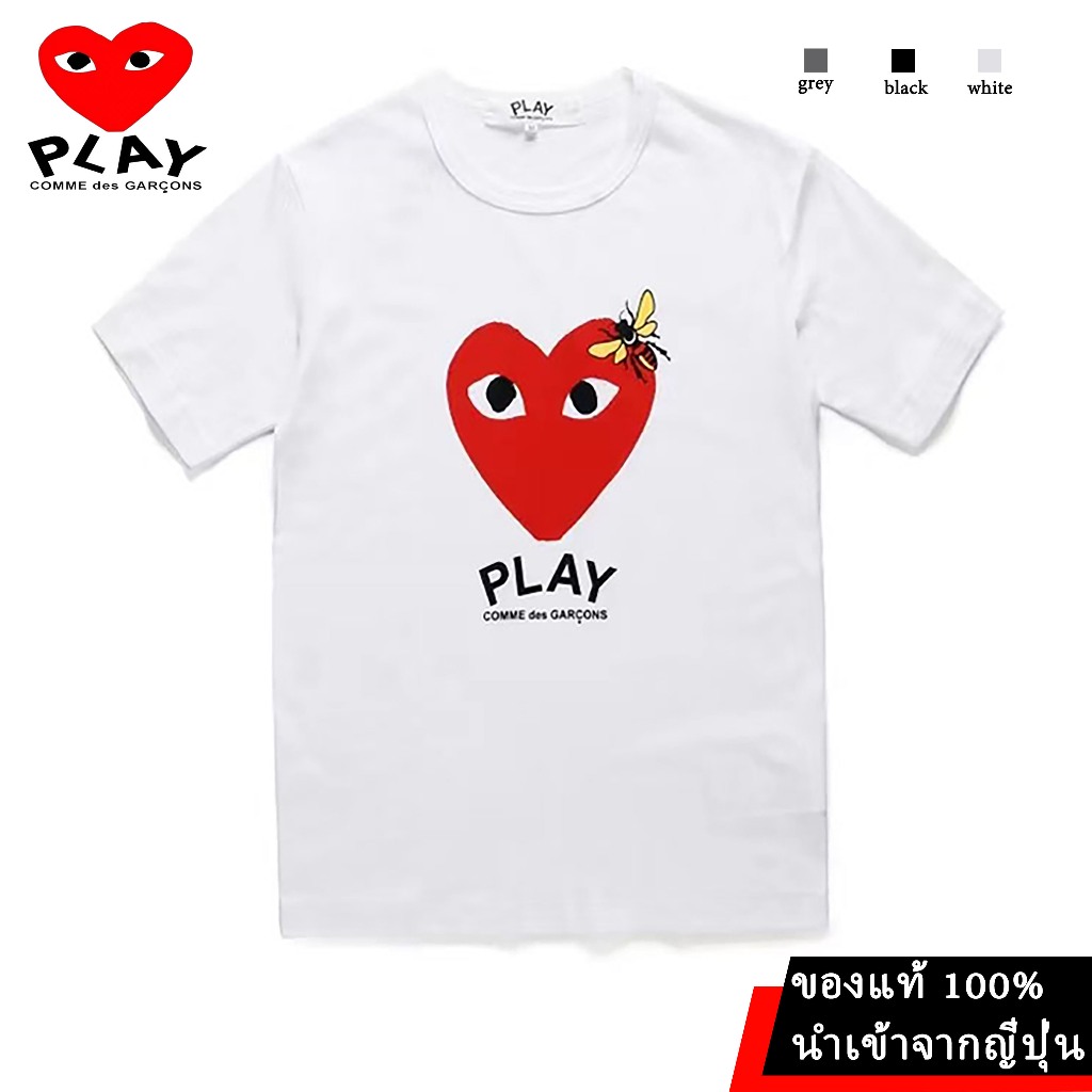 ใหม่PLAY，Rei Kawakubo，CDG，COMME des GARCONS，100% ของแท้นำเข้าจากญี่ปุ่น， คู่รักเสื้อยืดแขนสั้นลำลอง