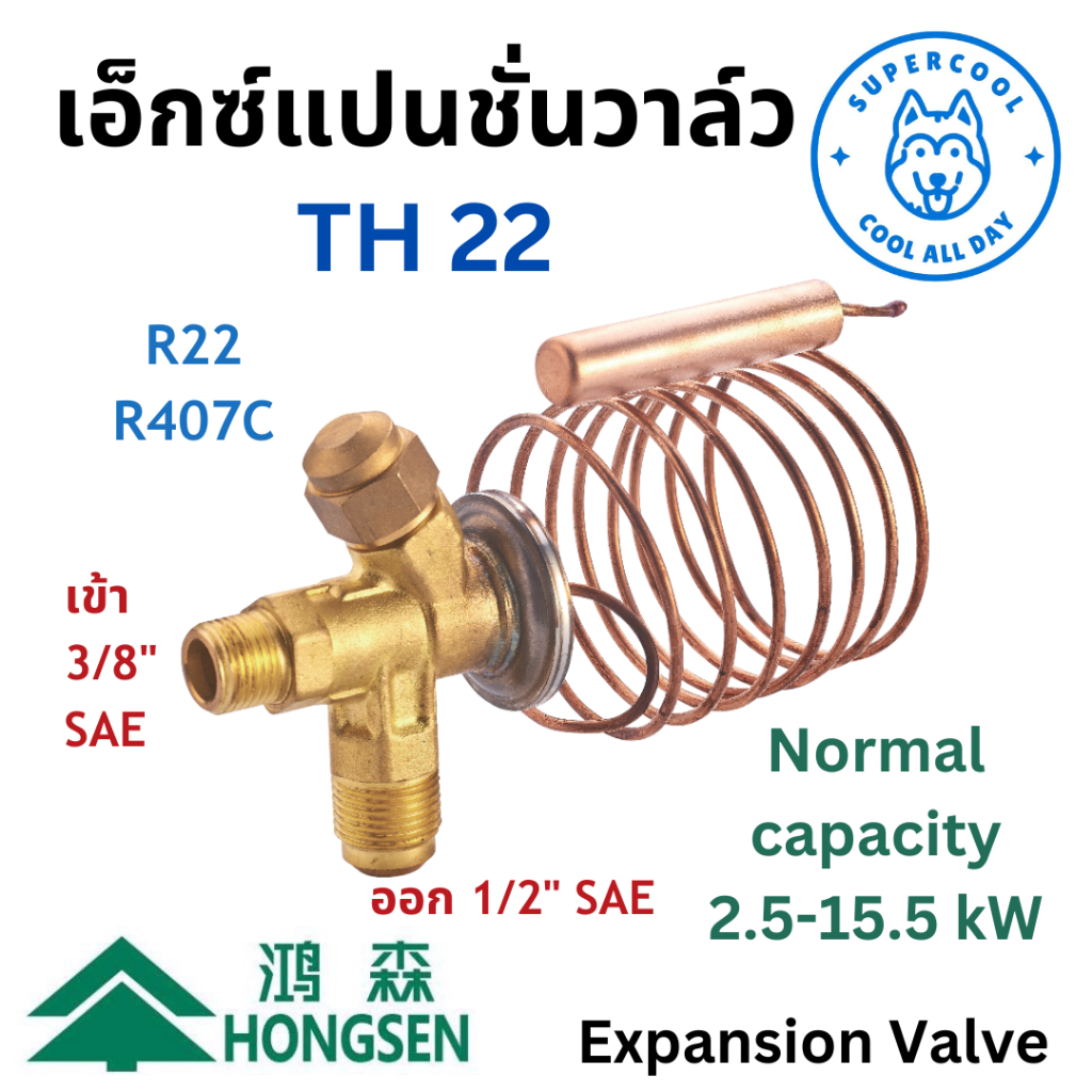 TEV-22 Expansion valve (TH22)ใช้งานเฉพาะกับน้ำยาแอร์ R22/407C ยี่ห้อ Hongsen