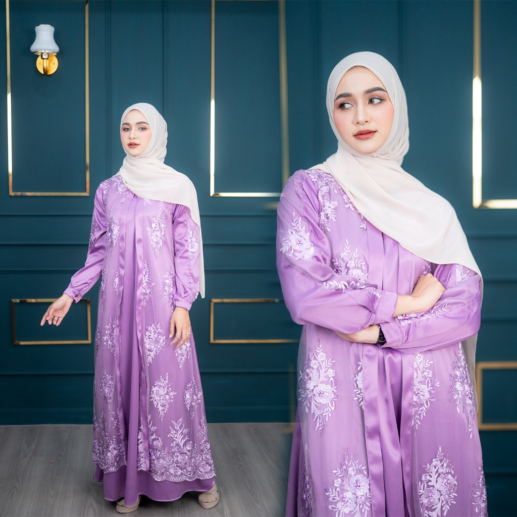 ชุดเดรส ผ้าซาร่า อาบาย่าลายลูกไม้ สวมใส่ง่าย ผ้าใส่สบาย ลายลูกไม้ IM68 วาริสมุสลิม EP1.