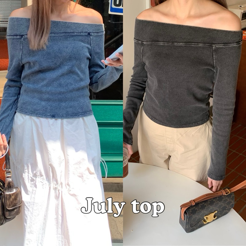 (เหลือ301.- เก็บโค้ดลดร้านโค้ดคุัม 30%)MIDI-July Top เสื้อเปิดไหล่เฉียงข้าง