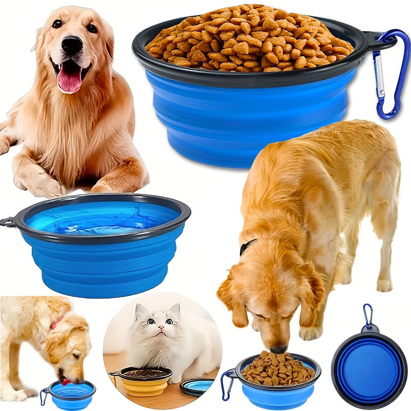 🐾ชามสัตว์เลี้ยงแบบพกพา🐾 ชามกรอบสีดําพับสัตว์เลี้ยงพร้อมพวงกุญแจ   ชามอาหารสุนัขและแมว  Pet Folded Frames With Key Chains