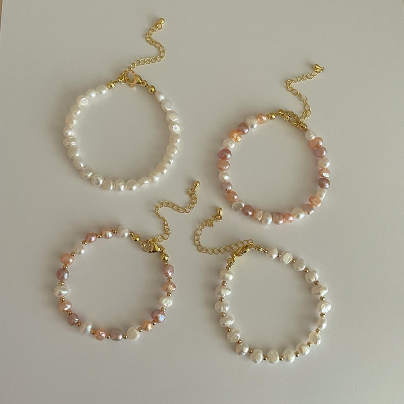 Shellandgold - ข้อมือมุกน้ำจืดแท้ทรงกลมขนาด 6-7 มิล มีให้เลืก 2 สี