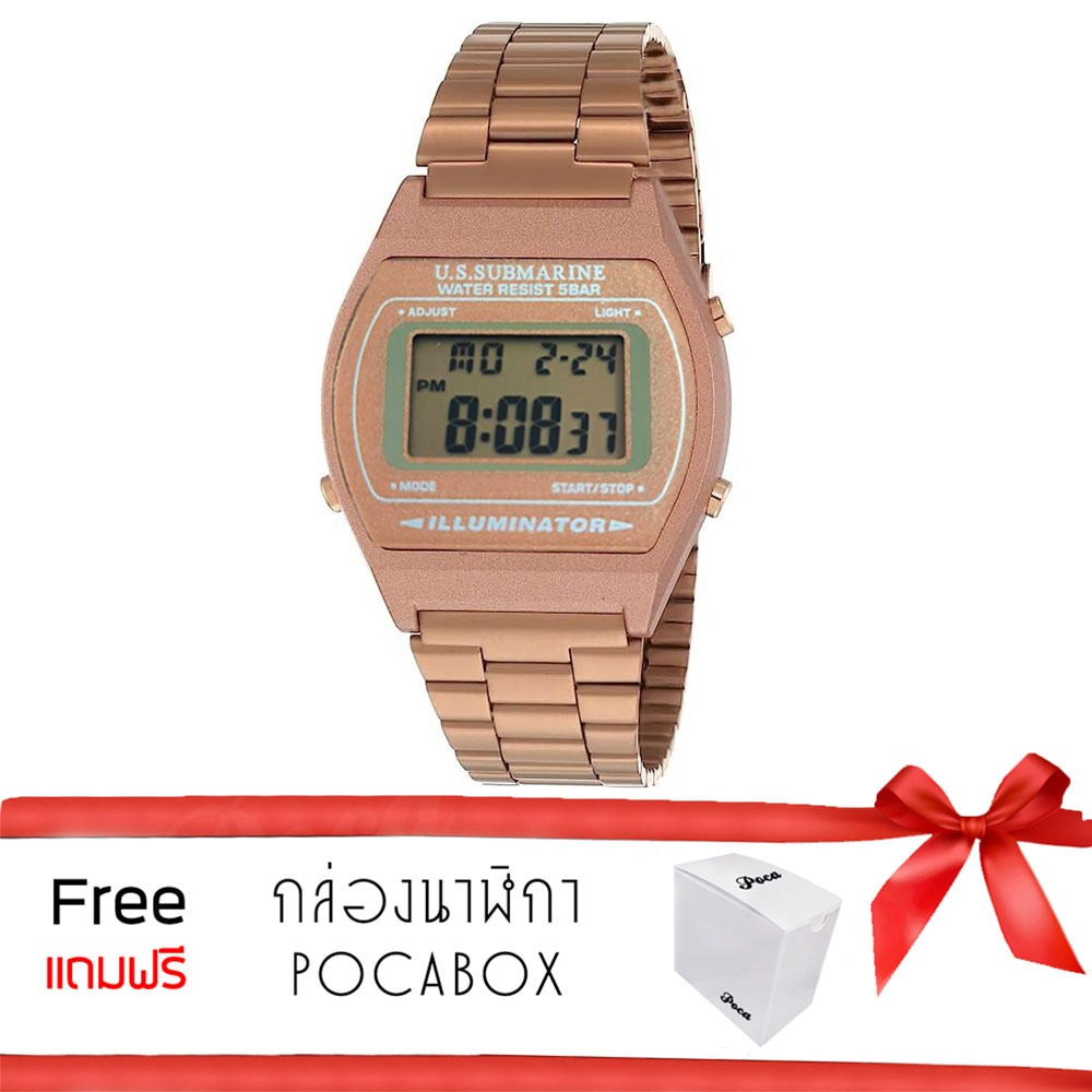 ของแท้ US Submarine นาฬิกาข้อมือ Digital สายเหล็ก รุ่น TPA B640WC-5A แถมกล่อง Poca Watch
