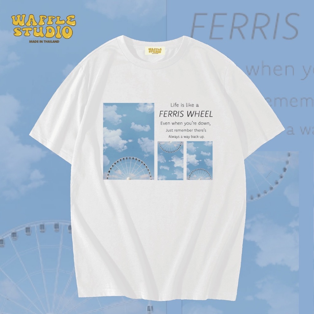 [ ส่งฟรี ] WS0056 เสื้อยืดโอเวอร์ไซส์ เสื้อยืดเกาหลี ผ้าคอตตอน100% เสื้อยืด WAFFLE STUDIO