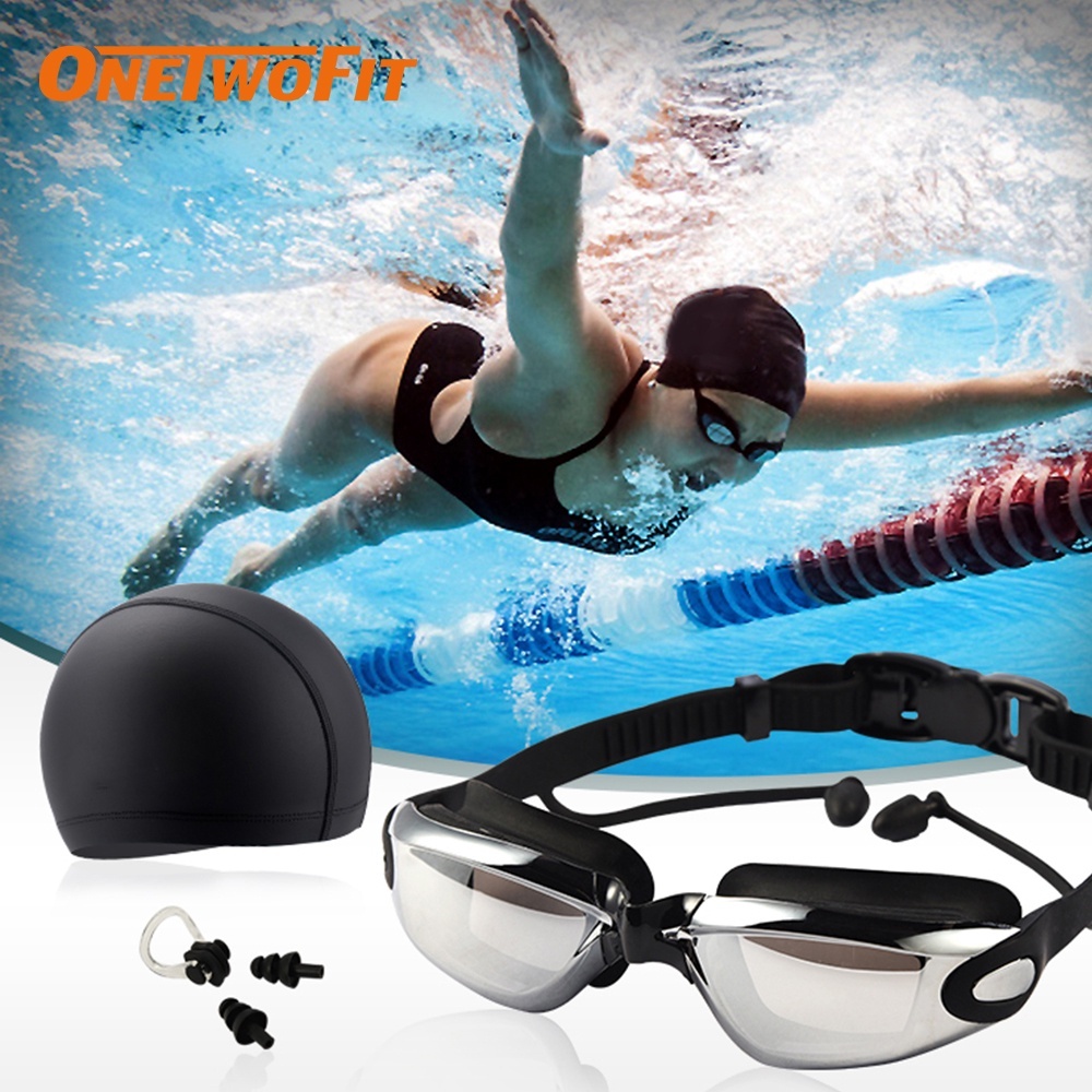 OneTwoFit แว่นดำน้ำ ซิลิโคน ป้องกัน,Anti-shatter, กันน้ำ ป้องกันแสงแดด UV Swimmingglass