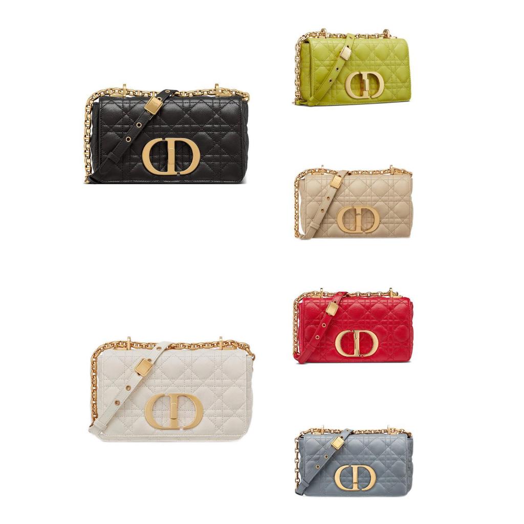 ขายล่วงหน้ายุโรป DIOR Dior กระเป๋าผู้หญิง DIOR CARO CD หัวเข็มขัดกระเป๋าสะพายโซ่เล็ก / เจ็ดสี