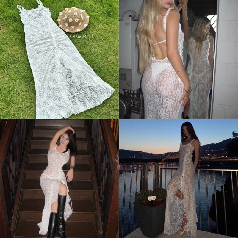 (พร้อมส่งที่ไทย) Crazy lace dress เดรสผ้าลูกไม้สีขาว