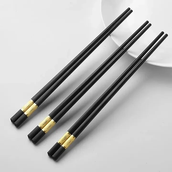 ตะเกียบ ตะเกียบเมลามีน ทนความร้อน สีดำทอง 2 คู่ 10 คู่