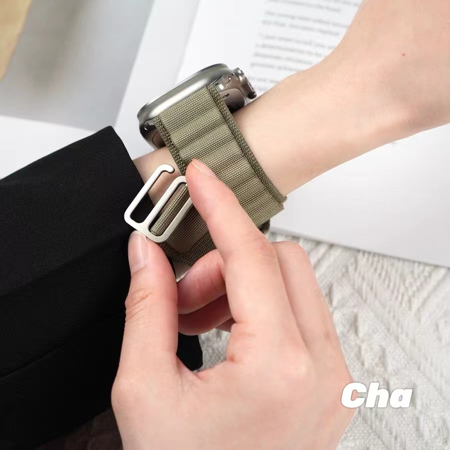 ผ้า six สายนาฬิกา i watch ไนลอนสําหรับ Watch11 10 9 8 ultra 7 6 5 4 3  ขนาด41/44/45/40/46mm สายสําหรับแอปเปิ้ลวอช BB