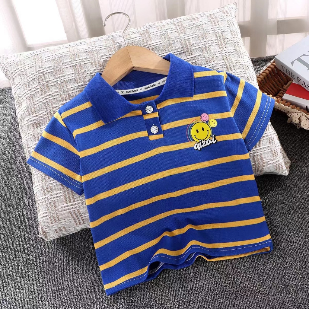 T08 เสื้อเชิ้ตโปโลคอปกแขนสั้นลายสุดน่ารัก ที่คอเสื้อมีแถบกันเหงือ ระบายอากาศ mamay baby shop