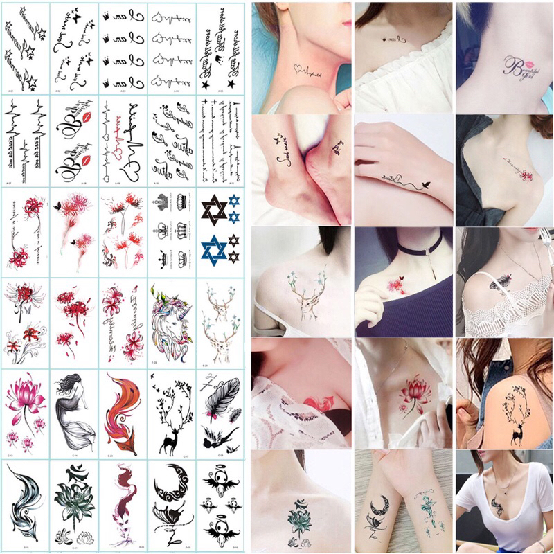 ชุดที่ 2 Tattoo แทททู สติกเกอร์รอยสัก สักลาย ลายเก๋ๆ สวยๆ สักลายแบบไม่เจ็บตัว มินิมอลมาก