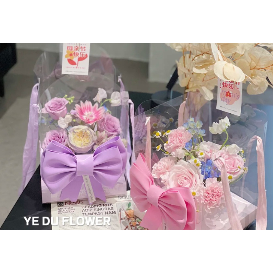 DIY สินค้าพร้อมจัดส่ง กล่องใส่ดอกไม้ กล่องเสียบดอกไม้ (ไม่แถมโบว์และดอกไม้)