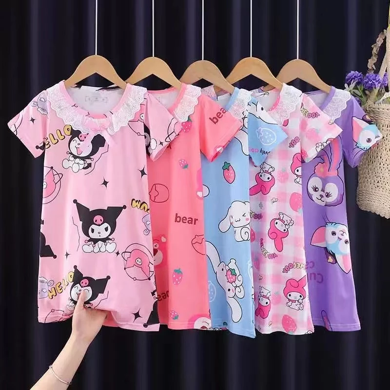 พร้อมส่ง ชุดนอนเด็กผู้หญิงลายการ์ตูนทรงกระโปรงล่าสุดนื้อผ้านิ่มใส่สบายๅ1181
