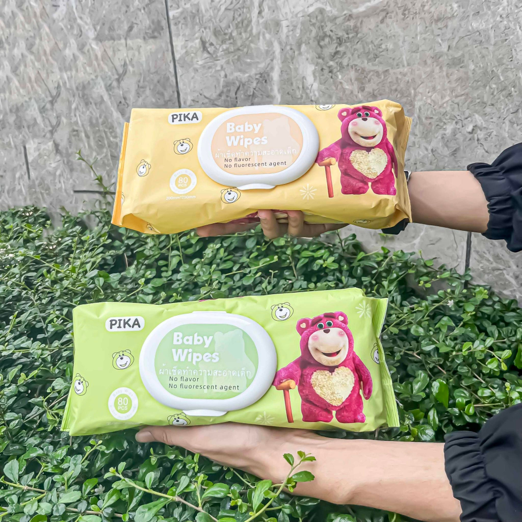 ทิชชูเปียก Pika ห่อใหญ่พิเศษ คุ้มค่าสะใจ ได้ถึง 80 แผ่น ลายน้องหมีล็อตโซ่ มีให้เลือกถึง 4 สี