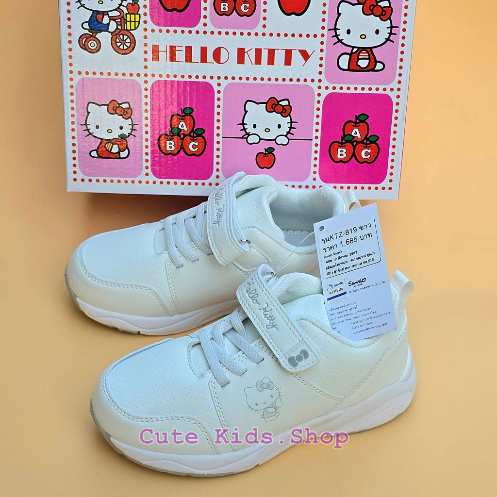 💓KTZ-819💓รองเท้าพละสีขาว Hello Kitty รองเท้าผ้าใบคิตตี้