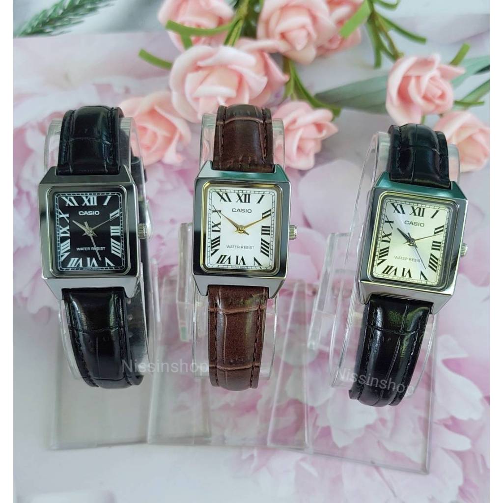 นาฬิกา Casio แท้ รุ่น LTP-V007L นาฬิกาข้อมือผู้หญิงสายหนัง หน้าปัดเหลี่ยม ของแท้ 100% รับประกันสินค้า 1 ปี
