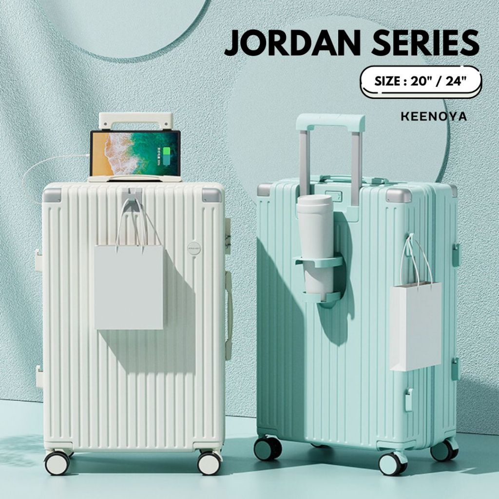 Keenoya กระเป๋าเดินทาง รุ่น Jordan เฟรมซิป น้ำหนักเบา สีสวย มีช่องชาร์จ USB
