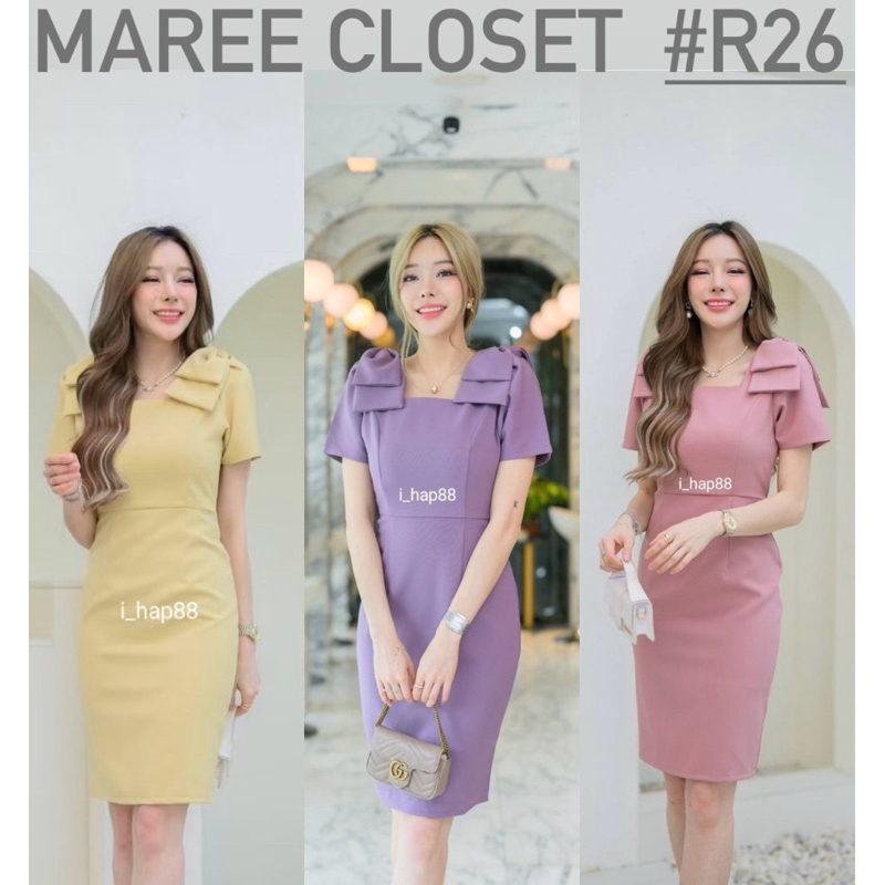 เดรสทำงาน โบว์สองชั้น MAREE R26