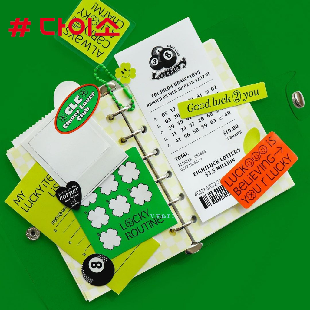 Daiso korea สติ๊กเกอร์ ใบโคฟเวอร์ เกาหลี ไดโซะ ตกแต่ง ไดอารี่ เฟรมการ์ด (1Set/18 ชิ้น)