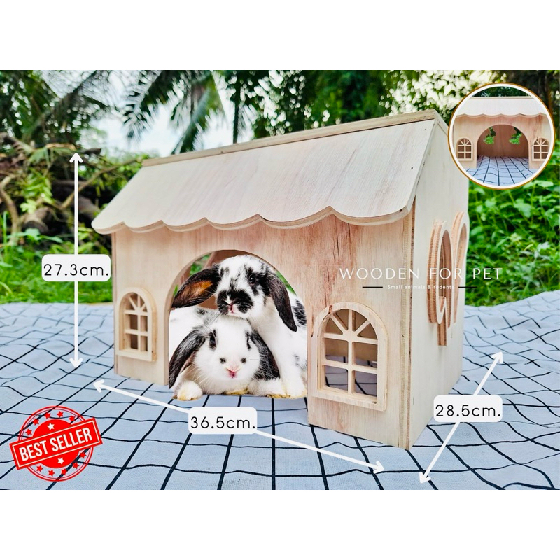 บ้านจัมโบ้ บ้านหน้าหยัก บ้านกระต่าย บ้านไม้สำหรับสัตว์เลี้ยง ขนาดใหญ่ แกสบี้ ชินชิล่า แพรี่ด็อก ที่อยู่อาศัยสัตว์