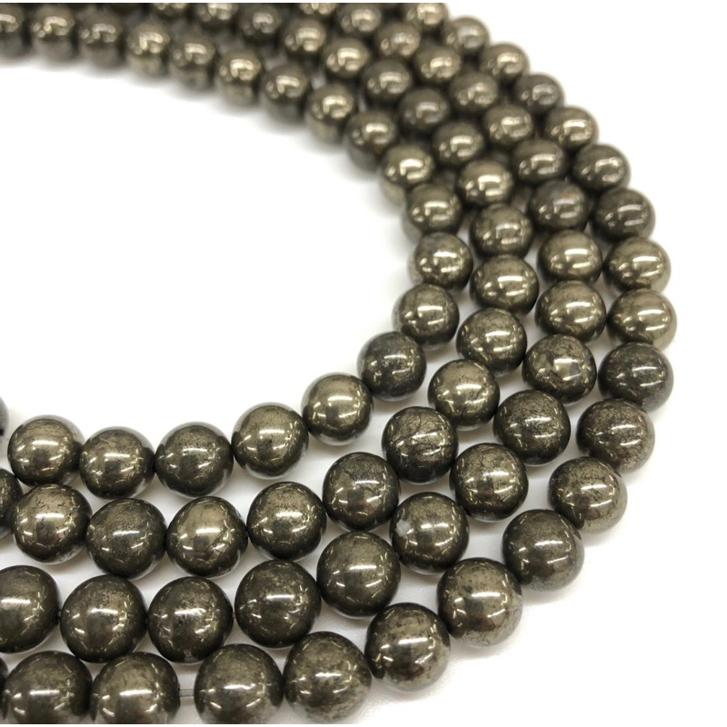 Natural Pyrite Beads Round, Loose Gemstone Beads, 4mm, 6mm, 8mm, 10mm, 12mm, Genuine Beads for Brace