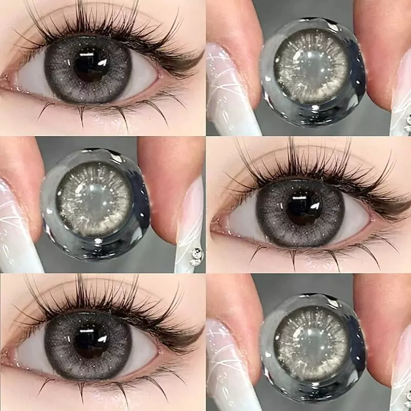 Midroo คอนแทคเลนส์สีกรองแสงคอนเทค Thai Tea Gray/Black เลนส์บิ๊กอาย-14.5mm