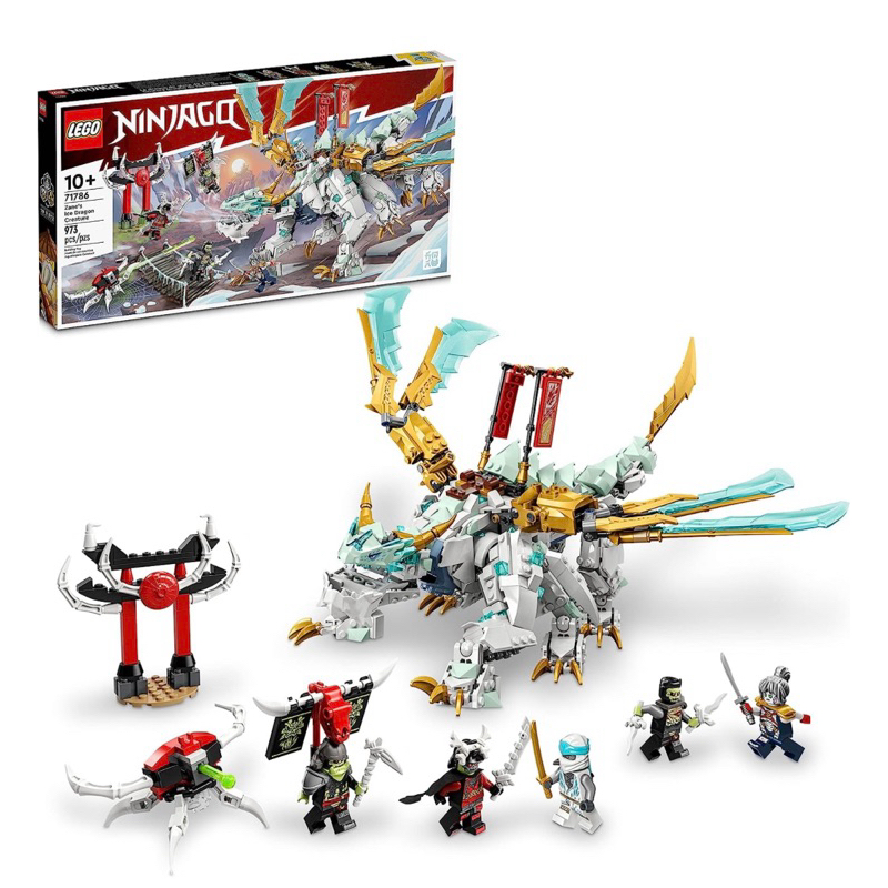 LEGO NINJAGO Zane’s Ice Dragon Creature 71786, 2in1 Dragon Toy to Action Figure Warrior, Model Building Kit