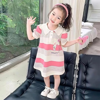 PRINCESS KESLI มินิเดรสลคอปก ลายทาง เดรสเด็กผู้หญิง 1-9 ปี