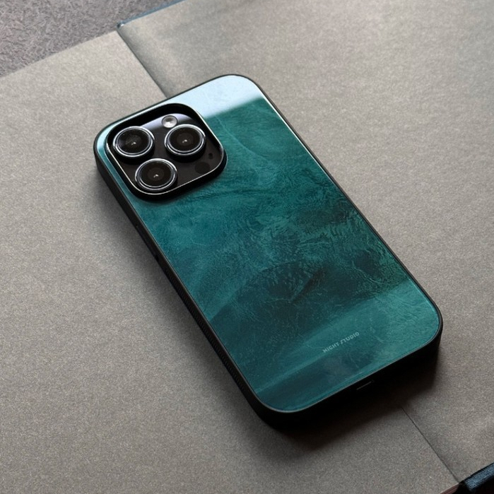 สำหรับ iPhone 13 12 14 11 15 Pro Max XR X Plus XS 6 7 กรณีโทรศัพท์แก้วเต็มแพ็คเปลือกแข็งสไตล์จีนแก้วสีเขียวเคสไอโฟนสวยๆ