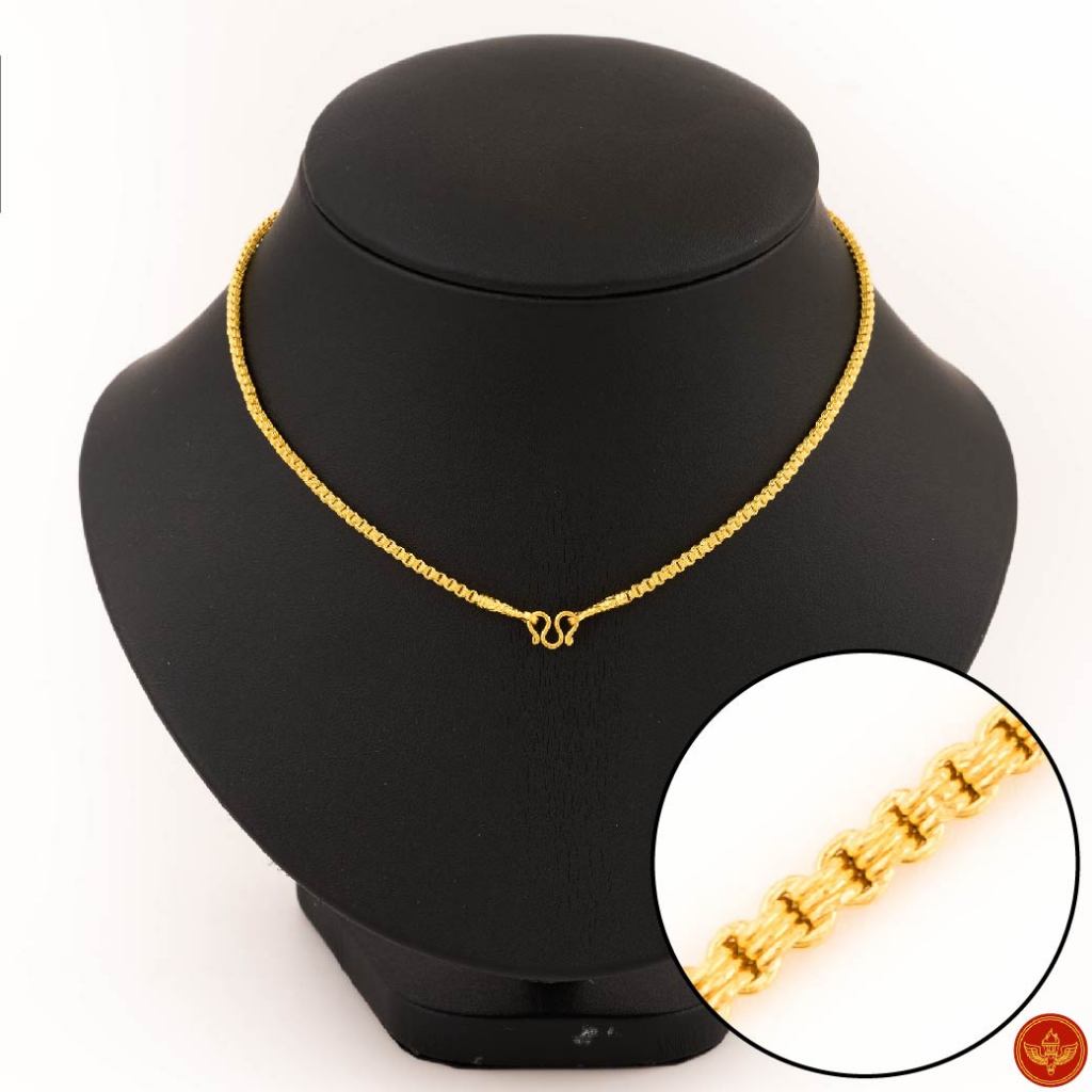 LSW สร้อยคอทองคำแท้ 1 สลึง (3.79 กรัม) ลายผ่าหวาย 3 ห่วงชิด NC-126