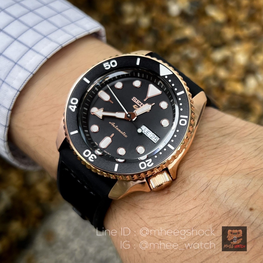 Seiko 5Sport Black Rosegold Japan Movement Automatic Watch Special Price SRPD76K1