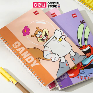 (Deli X Spongebob) สมุดสันห่วง Deli รุ่น LA560 สมุดโน๊ตขนาด A7/A5/B5 มีเส้น/ตารางด้านใน