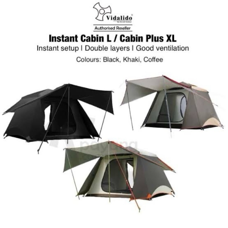 Vidalido Instant Cabin Tent Size L และ XL เต็นท์กางอัตโนมัติ ขนาดใหญ่ 3-5 คน กางง่ายเพียง 5 นาที🎉