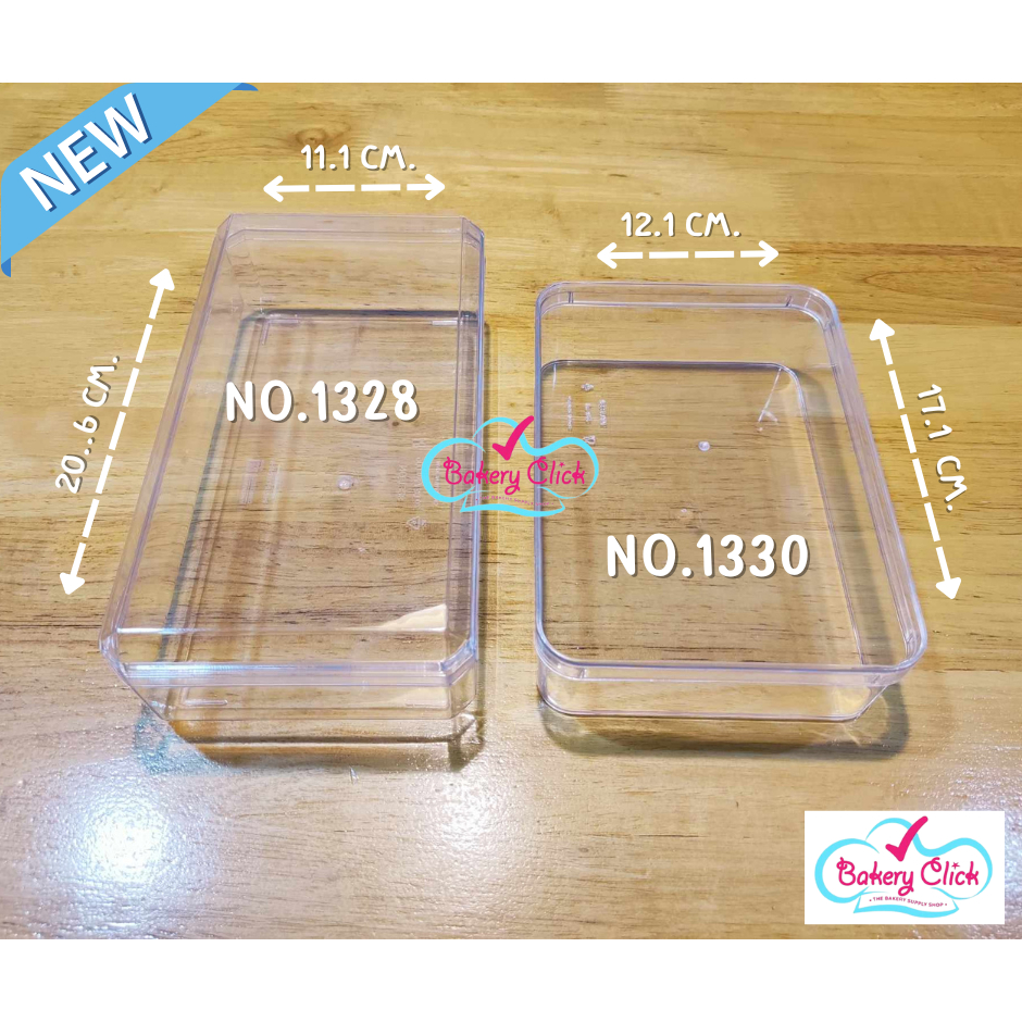 กล่องพลาสติกใส สีเหลี่ยม No.1328/ No.1330 1ชุด/5ใบ ใส่ปังกรอบ กล่องใส่คุ้กกี้