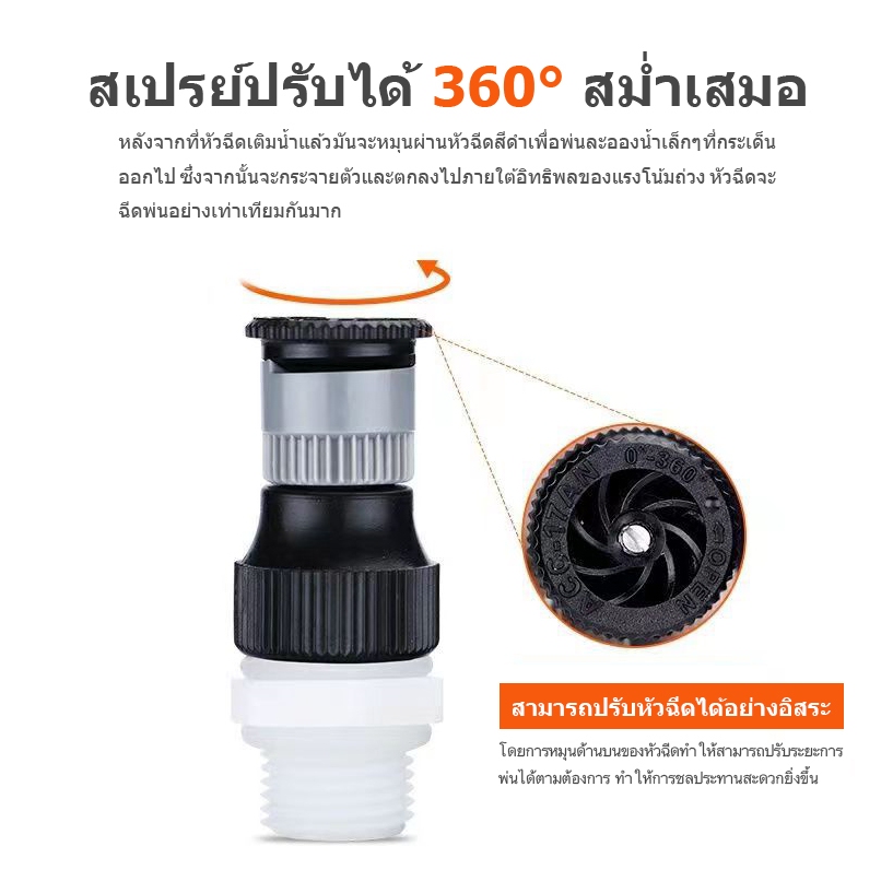 หัวฉีดสปริงเกลอร์รดน้ําต้นไม้ หมุนได้ ปรับได้ ทนทาน สําหรับรดน้ําในสวน สนามหญ้า  3.9  8 Ratings 85 ข