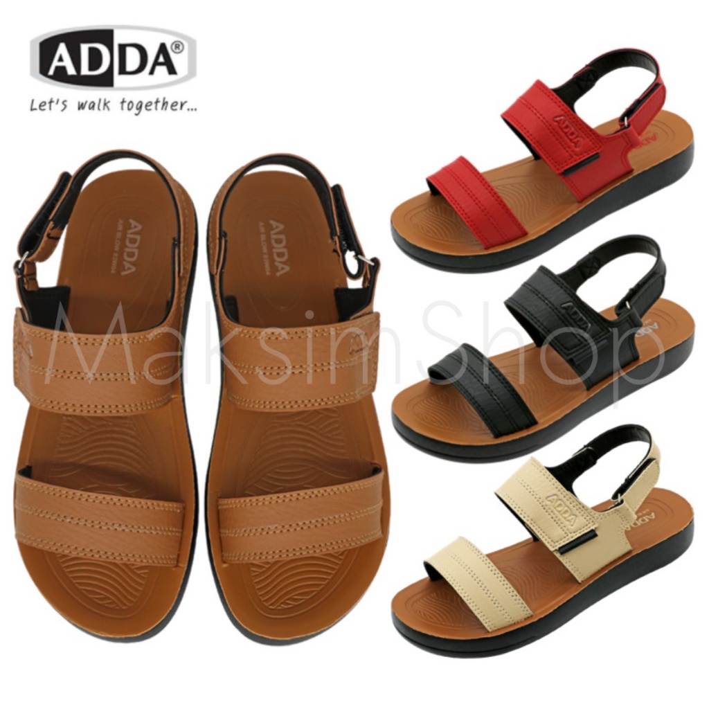 🔥ADDA 93W04 รองเท้าแตะลำลอง รองเท้าผู้หญิง ทรง ใส่สบาย พื้นนุ่ม สไตล์วินเทจ ไซส์ 4-7 สี ดำ แดง ครีม น้ำตาล Maksim