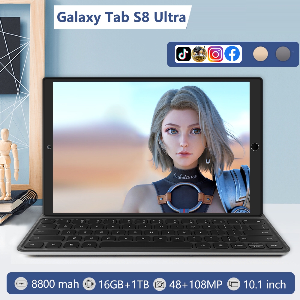 แท็บเล็ต S8 Ultra 10.1 นิ้ว RAM16G + 512G Android Tablet รองรับ2ซิมการ์ด แท็บเล็ตราคาถูก พร้อมคีย์บอร์ด