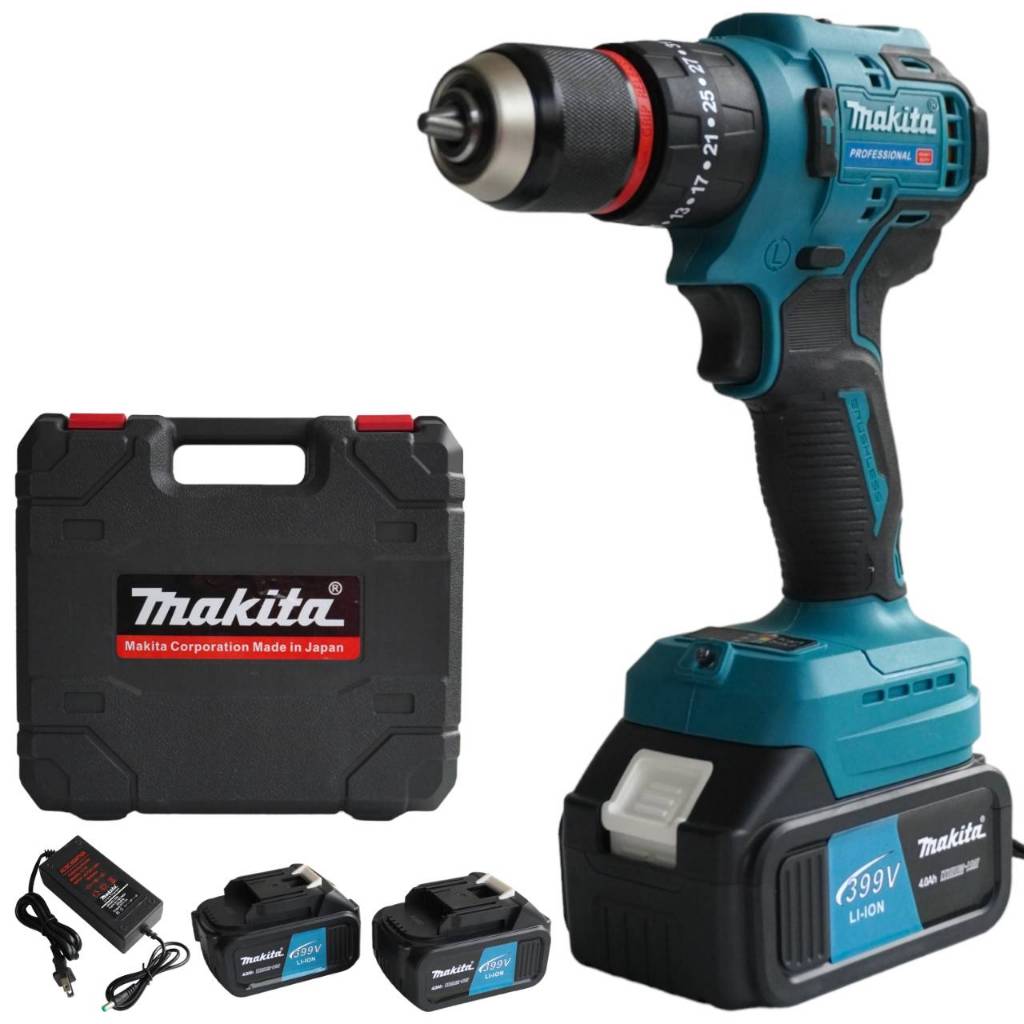 MAKITA สว่านแบตไร้สาย 3 ระบบ 399V มอเตอร์บัสเลส BL MOTOR (กล่องดำ 3 หุน) เจาะเหล็ก เจาะคอนกรีต ขันน็อตสกรู เจาะกระแทกได้