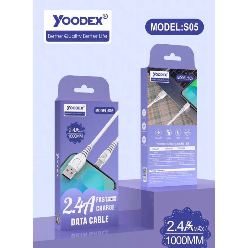 YOODEX สายชาร์ท มาใหม่ S05 2.4A 1M Micro/TypeC