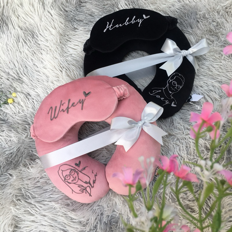 หมอนรองคอ+ผ้าปิดตา ปักตามออเดอร์