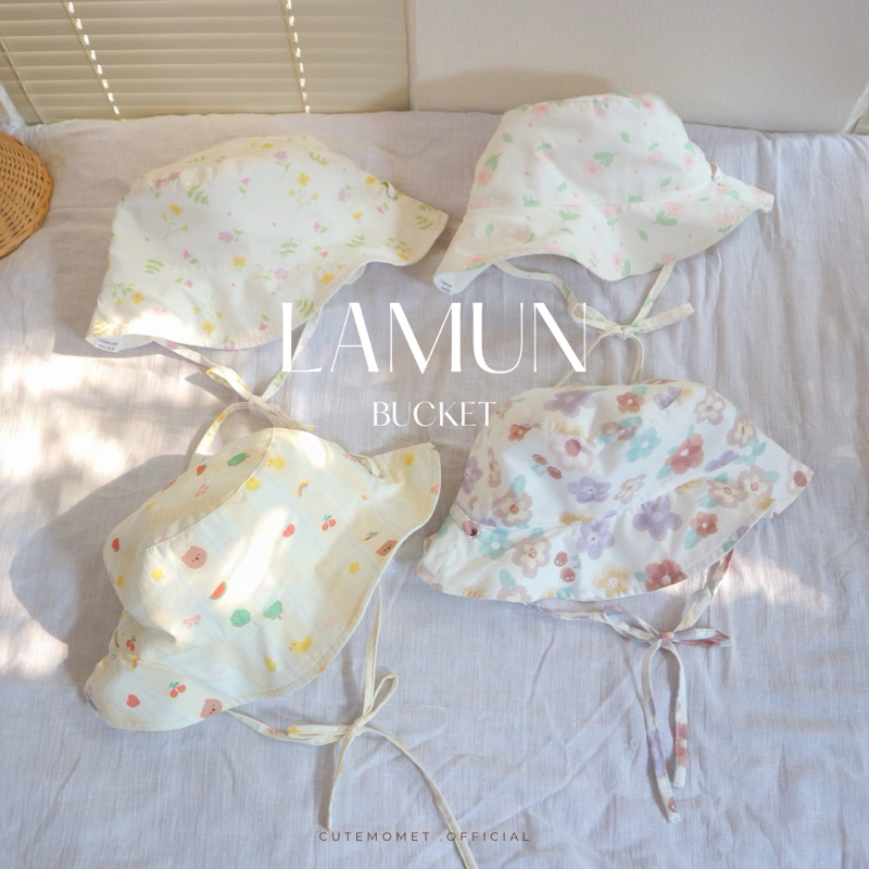 Lamun bucket หมวกบักเก็ตลายดอกไม้พร้อมสายรัดคาง