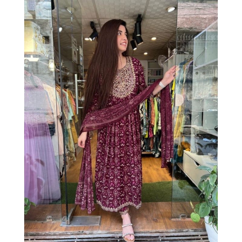 💥indian dress พร้อมส่ง เซ็ทพรีเมี่ยม 3ชิ้น เสื้อ กางเกง ผ้าคลุม งานถึงไทย