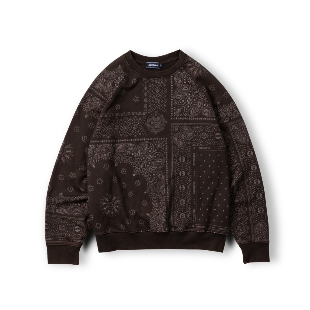 CARNIVAL CNVFW23C003BR PAISLEY OVS CREWNECK BROWN