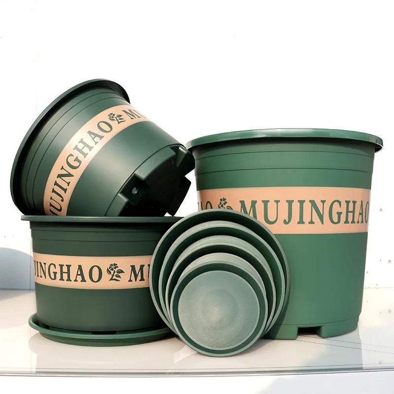 กระถางพลาสติก พลาสติกสีเขียว เรซิน ปลูกต้นไม้ กระถางต้นไม้ กระถางปลูกผัก ระบายน้ำได้ดี  กระถางหนา สวย กระถางมินิมอล